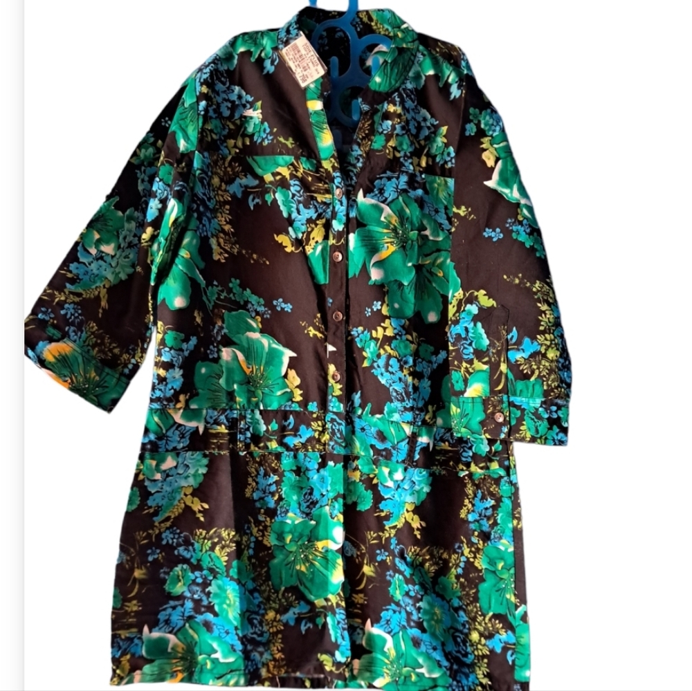 Floral Print PURE Cotton Shirt Dress - Picture 1 of 6